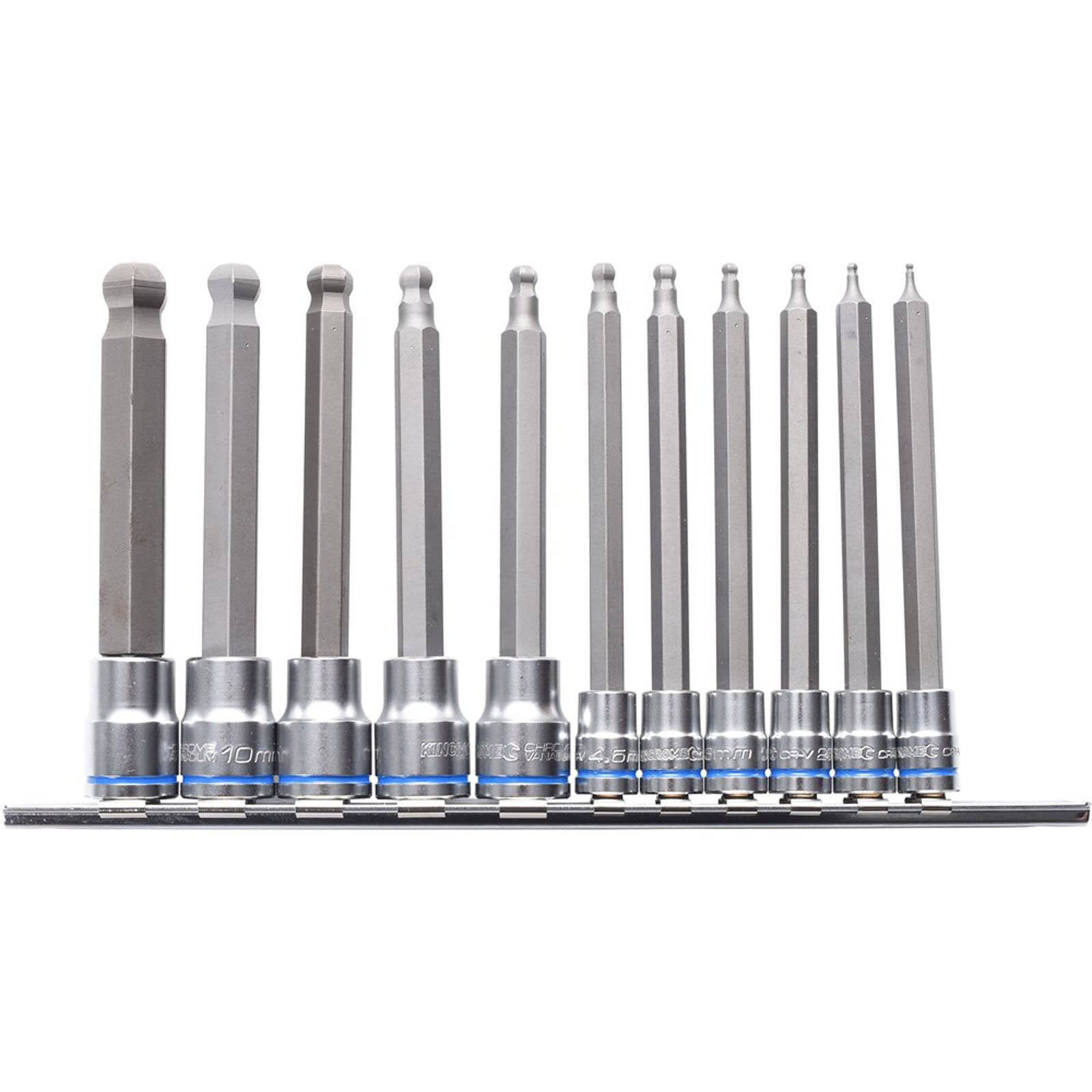 Kincrome 11 Piece 1/4" & 3/8" Drive Metric Long Series Ball-End Hex Socket Set