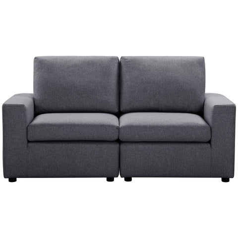 Ostro Furniture Athena 2 seater sofa - grey fabric with wide arms and soft stitch detailing - 27001000