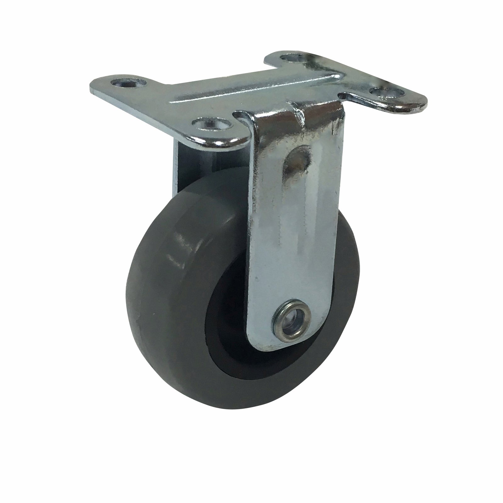 Easyroll 50mm Grey Rubber Fixed Plate Castor, Indoor, 40kg