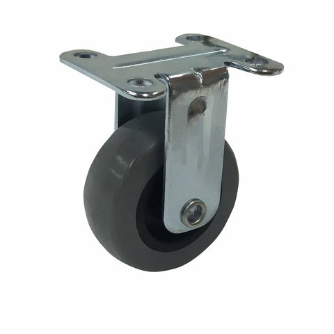 Easyroll 50mm Grey Rubber Fixed Plate Castor, Indoor, 40kg