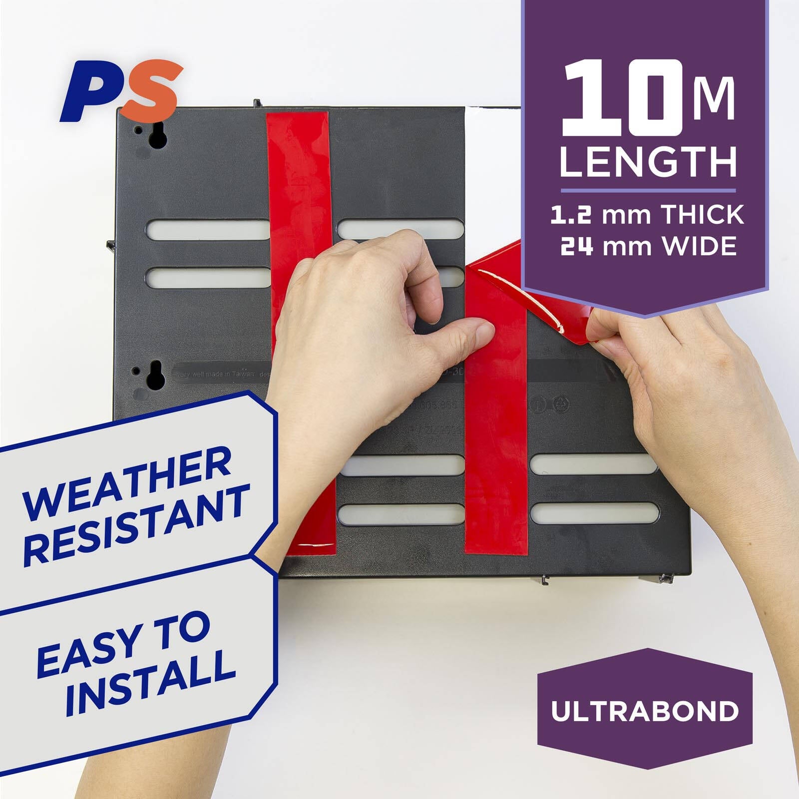 Permastik 10m x 24mm White Ultra Bond Double-Sided Foam Mounting Tape, Indoor/Outdoor
