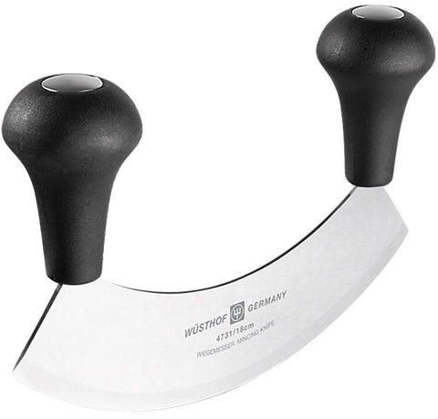 Wusthof 18cm mincing knife - stainless steel, black synthetic handles, dishwasher suitable - 4731W