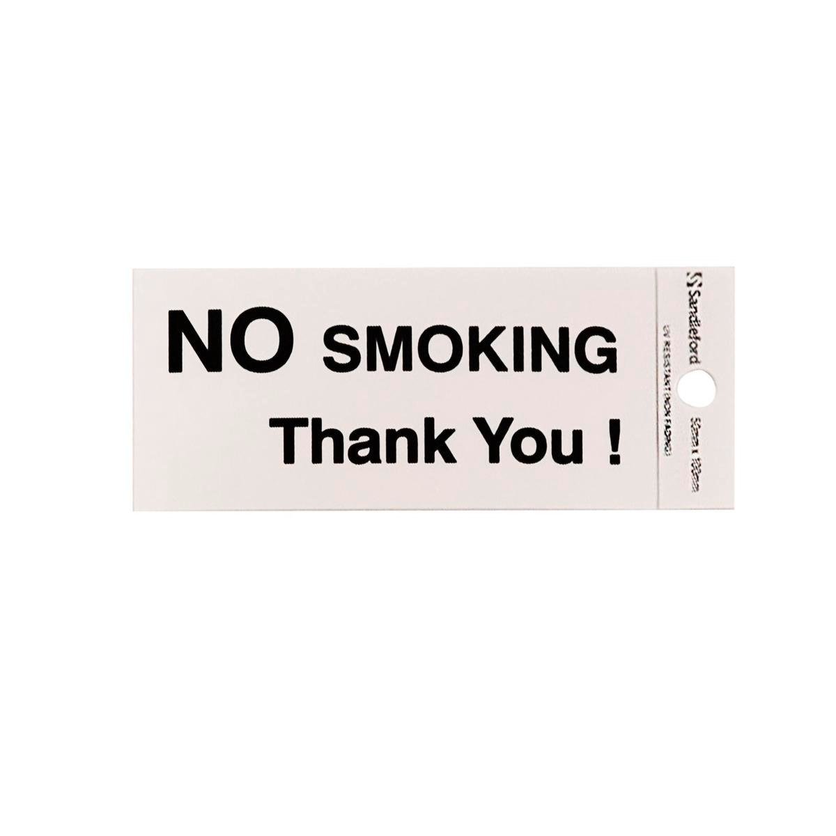 Sandleford 100 x 50mm No Smoking Self Adhesive Sign, Gloss Silver Weather Resistant Polycarbonate