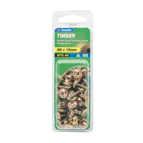 Zenith Timber Stitching Screws - 8g x 15mm - Gold Passivated - 40 Pack - SuperSaverAU - view 1