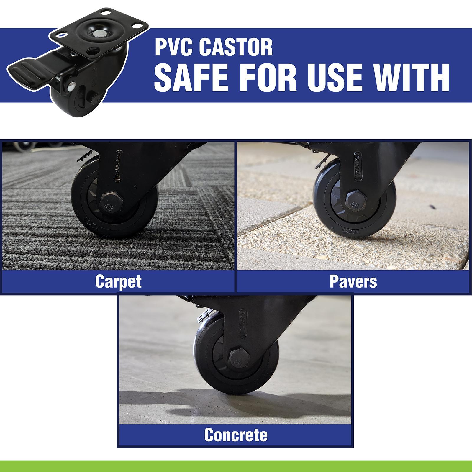 Easyroll 100mm Black PVC Castor 100kg Indoor Outdoor