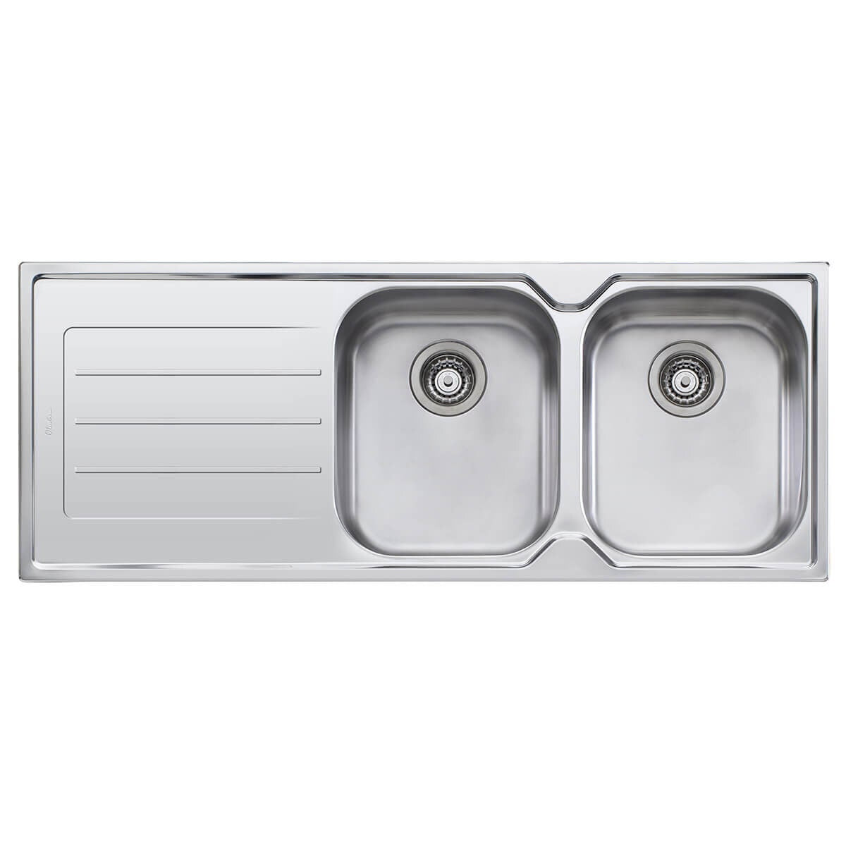 Oliveri Flinders Double Bowl Topmount Sink - Left Hand Drainer, No Taphole - FL172-NTH