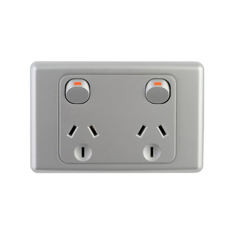 Deta Silver Double Power Point - 2 Outlet - Polycarbonate - Durable - SuperSaverAU - view 1