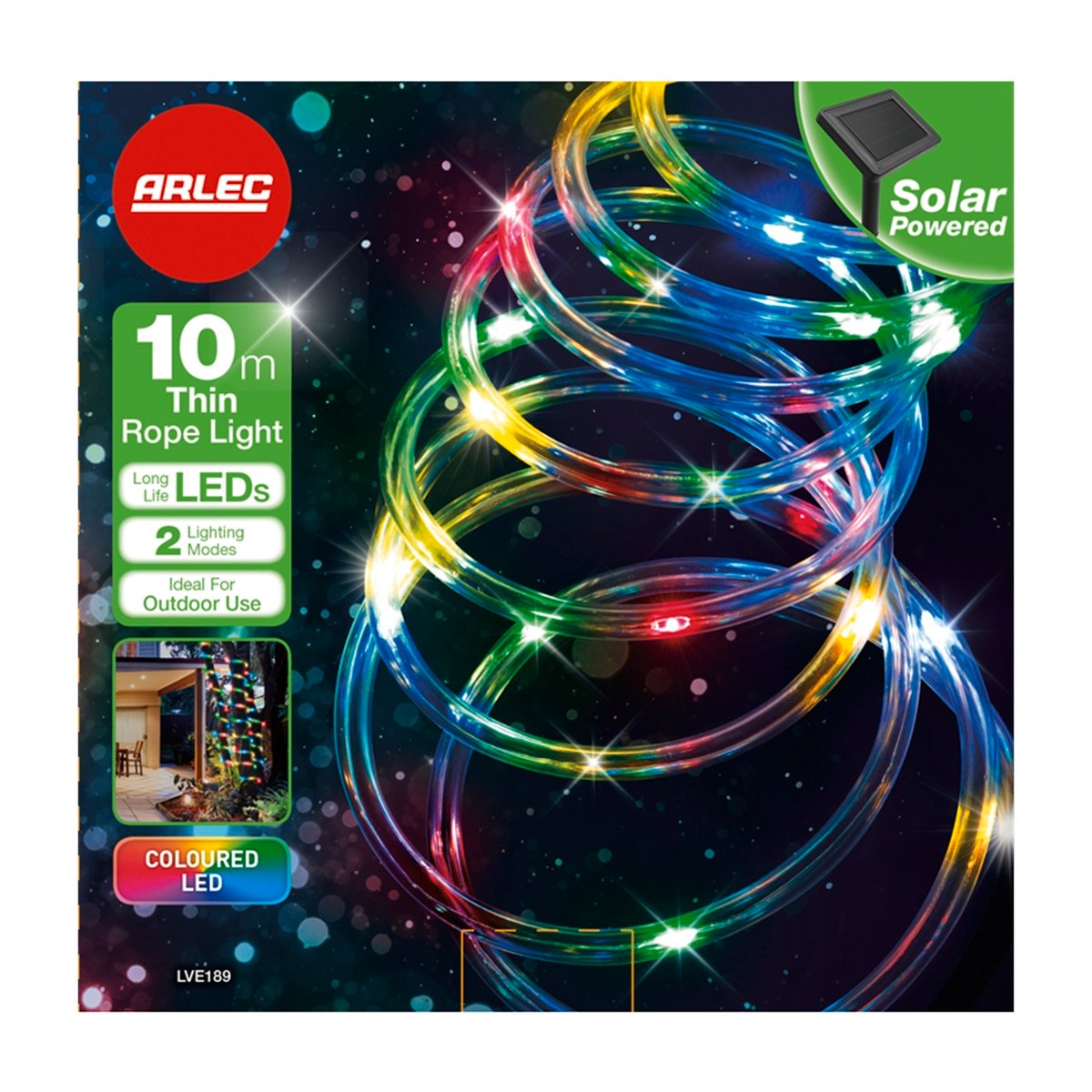 Arlec 10m Coloured Solar Powered Thin LED Rope Light - 100 LEDs - PVC - SuperSaverAU - view 3