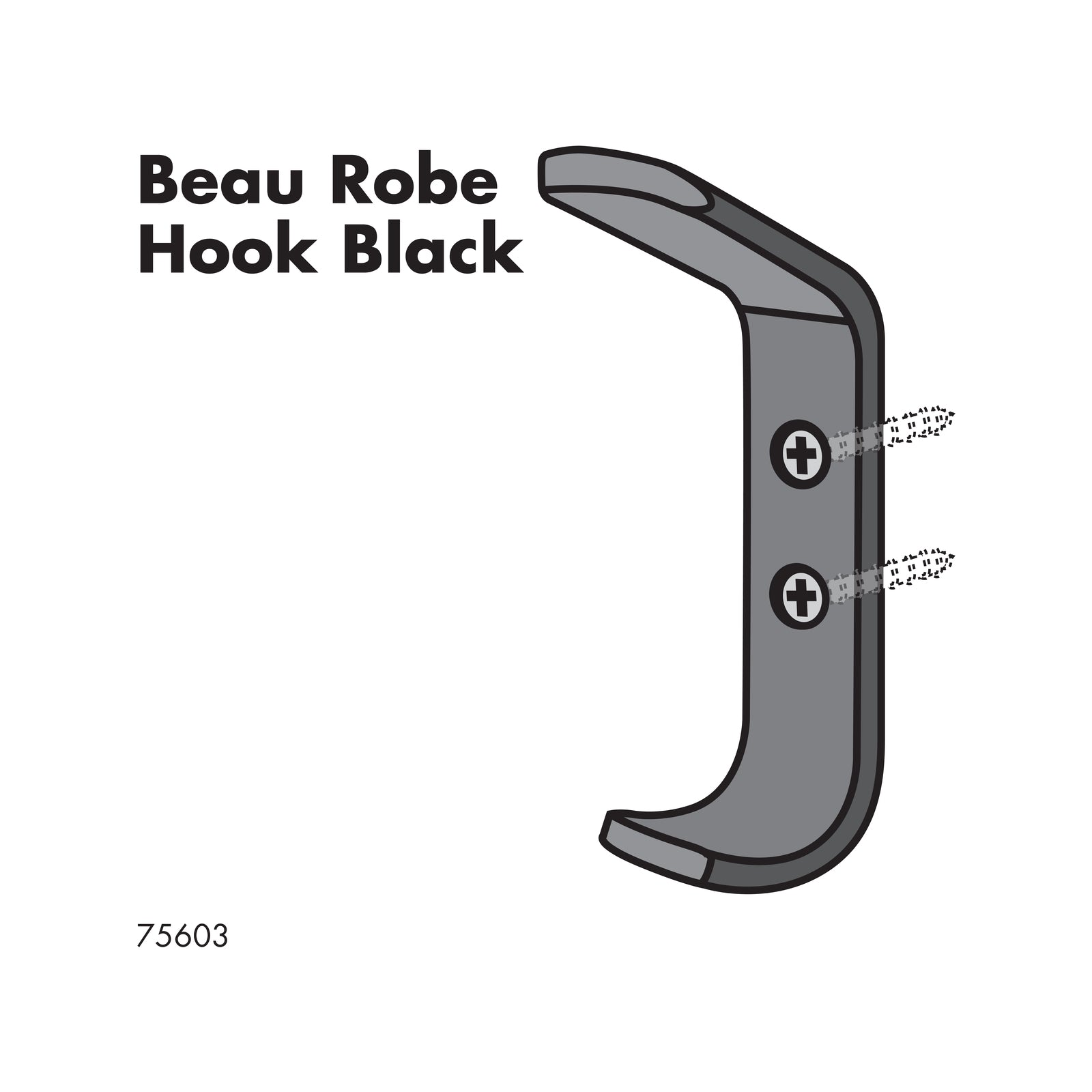 Adoored Double Beau Deco Hat & Coat Hook Black Aluminium 5kg