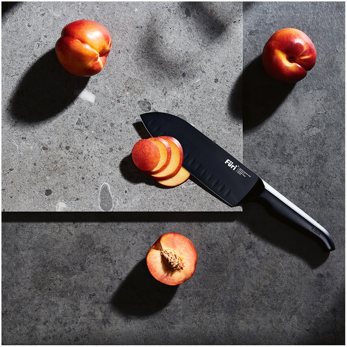 Furi Pro Jet Black East/West santoku knife 17cm - black finish - 25 year warranty against defects - 41480