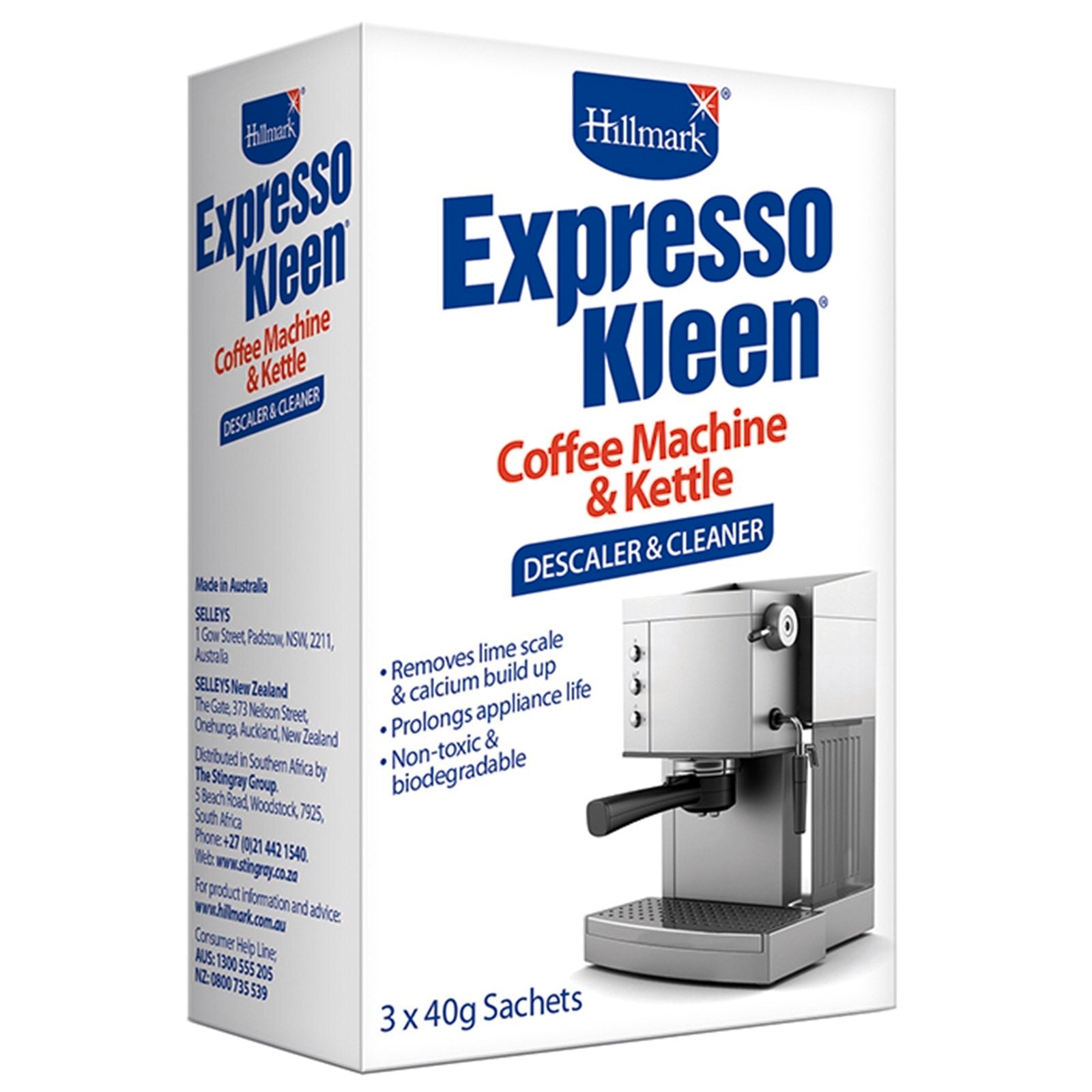 Hillmark Expresso Kleen 40g Coffee Machine & Kettle Descaler - 3 Pack