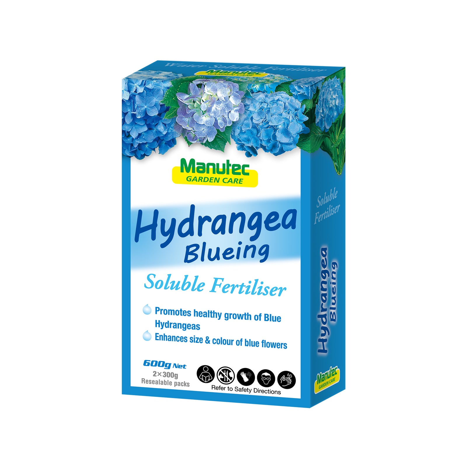 Manutec 600g Hydrangea Blue Fertiliser, Water Soluble Crystalline Powder NPK 23-2-19