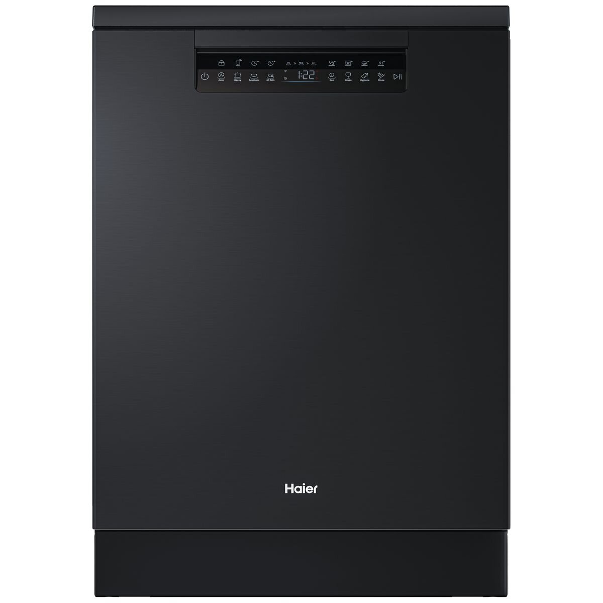 Haier 60cm Black Freestanding Dishwasher - DualPower Spray Arm - Steam and Hygiene Programs - HDW15F4B1