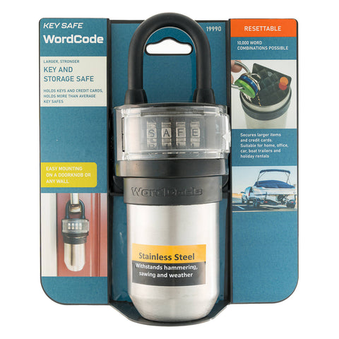 Wordcode Portable Key Safe, Silver/Black Stainless Steel, Word Combination