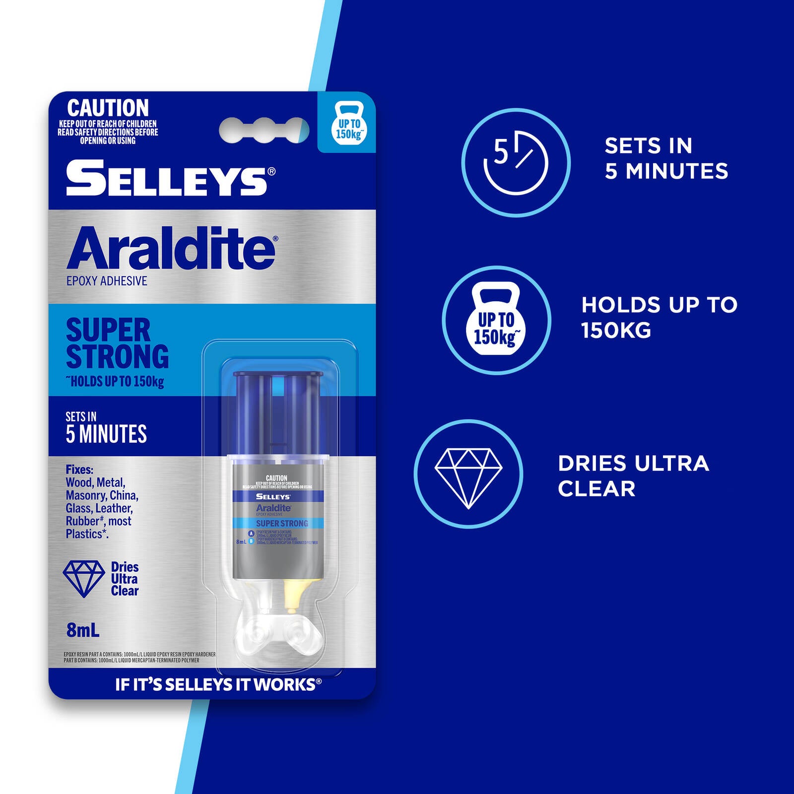Selleys Araldite 8ml Super Strong 5 Minute Epoxy Adhesive, Clear