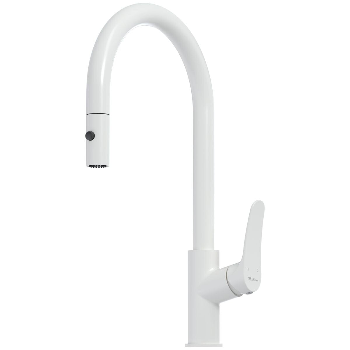 Oliveri Verona pull out gooseneck mixer tap - Satin White - WELS 6 star - VA306507WH-P