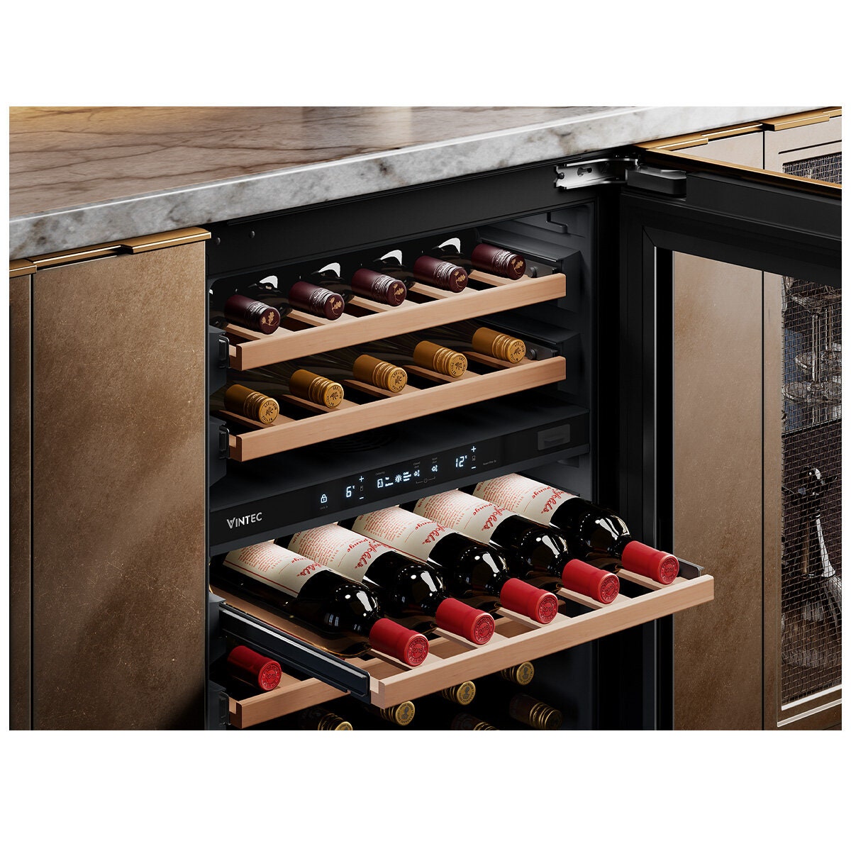 Vintec Integrated Dual Zone Wine Fridge - Customisable Panel Door, Quiet Inverter Compressor - VWD820SAP-X