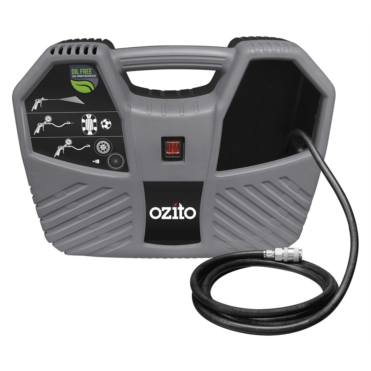 Ozito 1100W 1.5HP Inflate-It Compressor Kit ACK-1100, Oil-Free, Portable