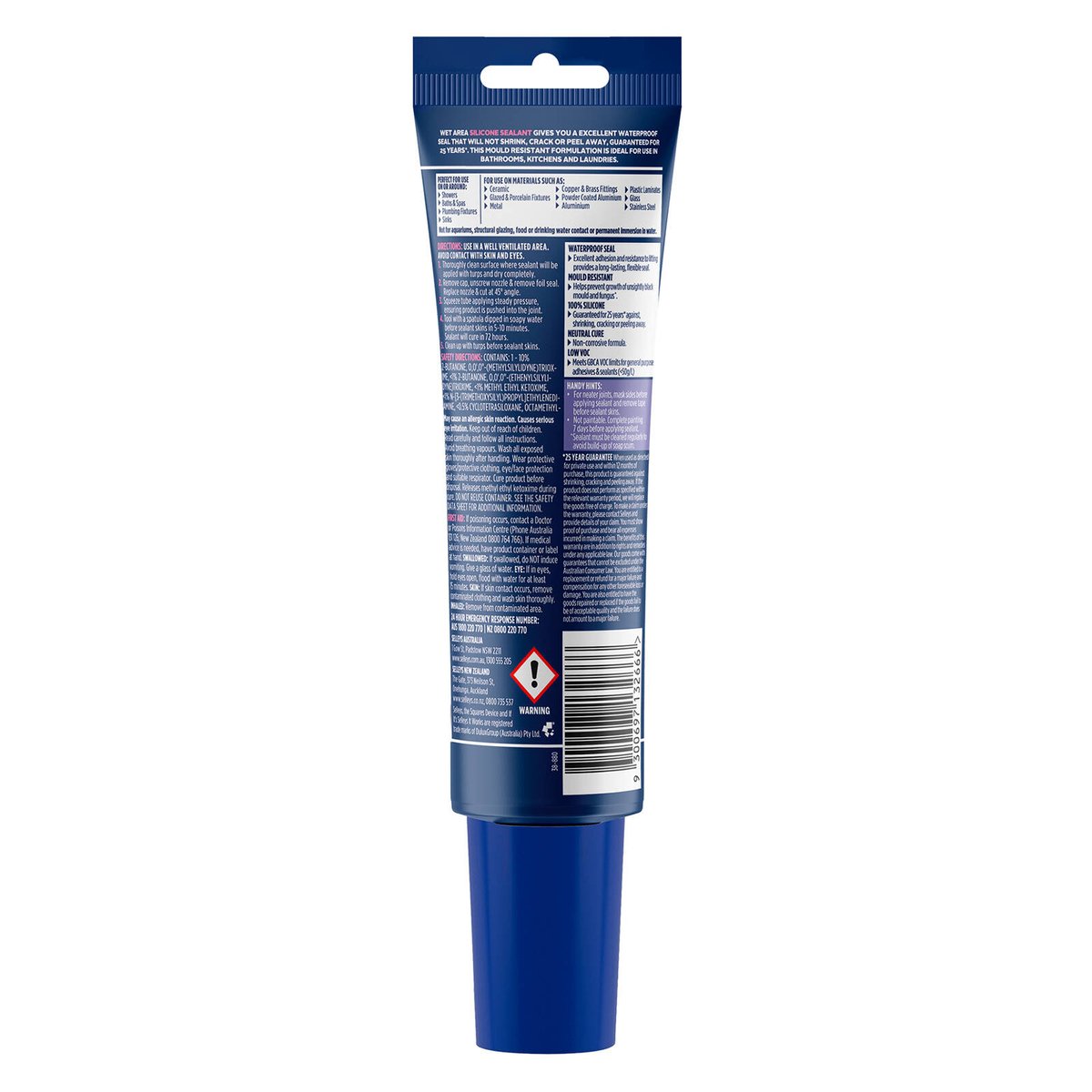 Selleys 90ml White Wet Area Silicone Sealant Indoor