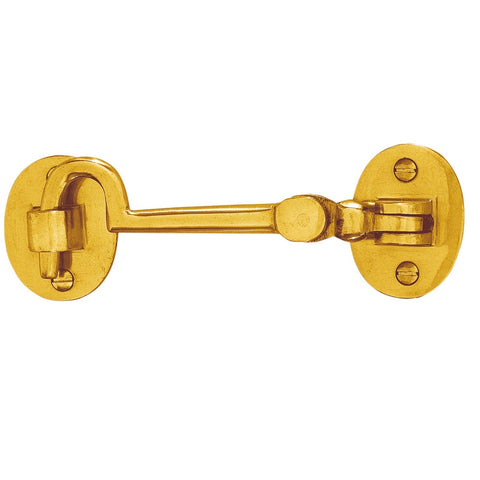 Delf Cabin Hook 100mm Polished Brass - Solid Brass Door Holder