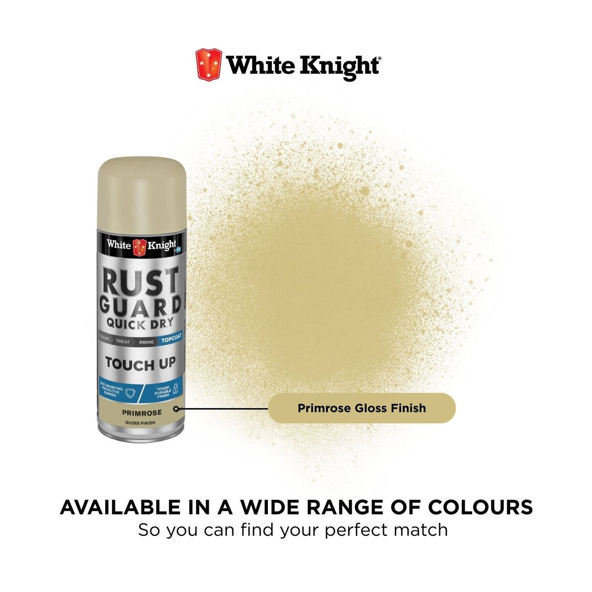 White Knight Rust Guard Touch Up Spray Paint 300g - Primrose Gloss - SuperSaverAU - view 2