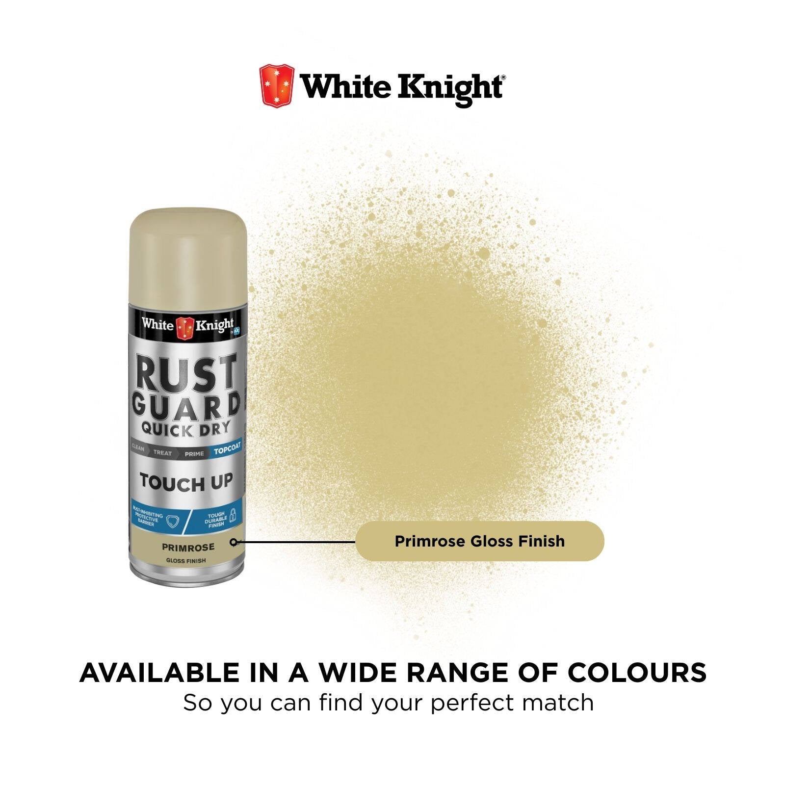 White Knight Rust Guard Touch Up Spray Paint 300g Primrose Gloss