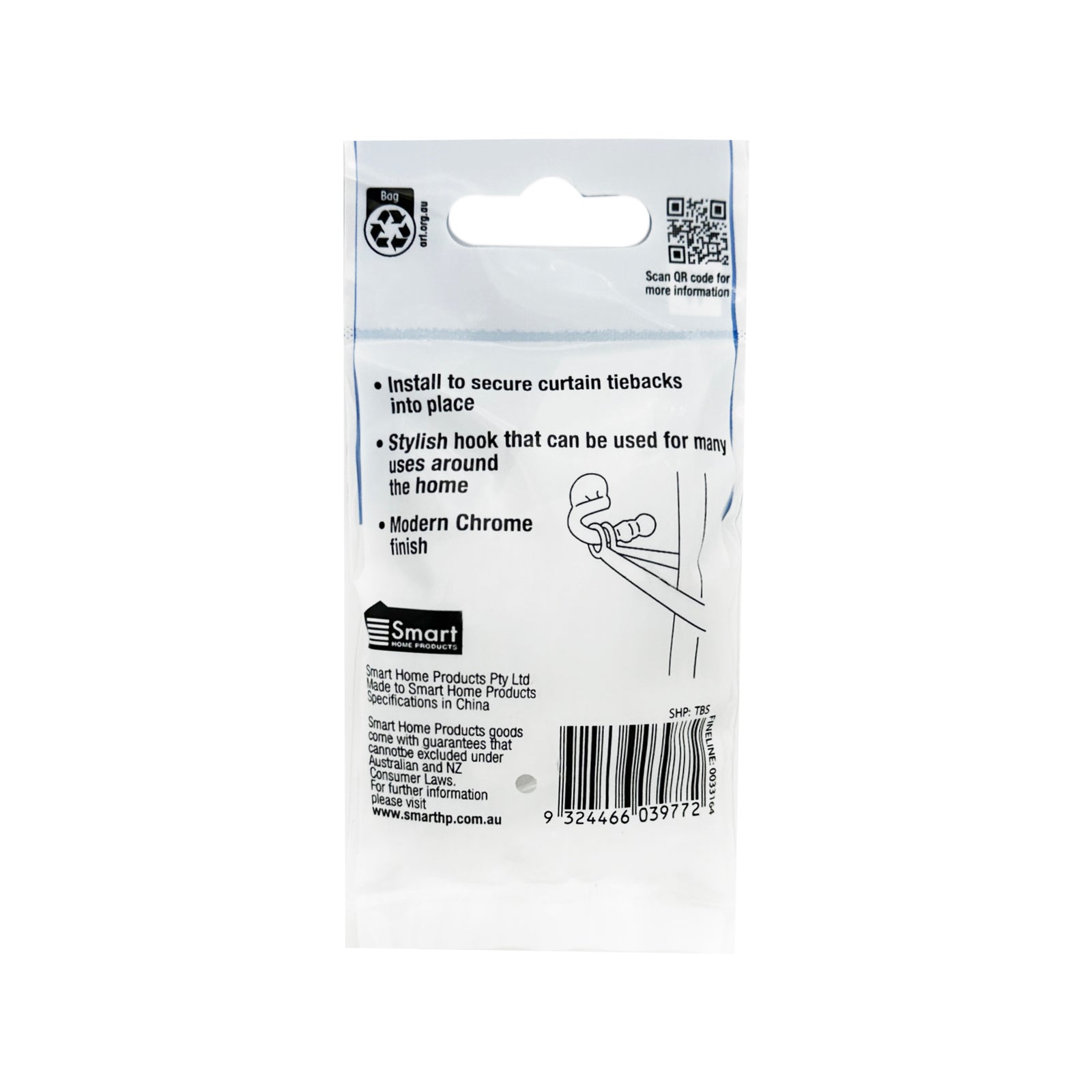 Windoware 2 Piece Satin Metal Curtain Rod Tie Back 2 Pack