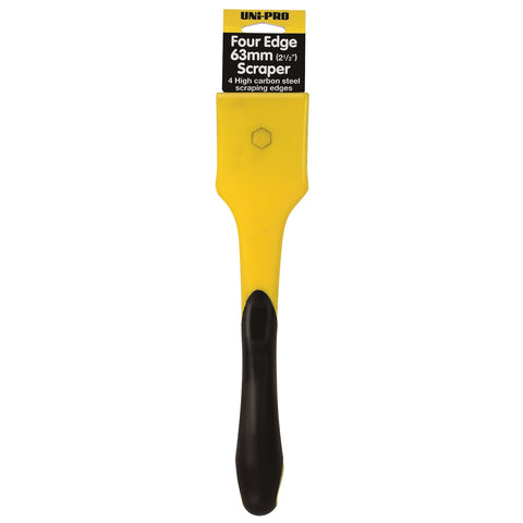 Uni-Pro 63mm Carbon Steel Four Edge Scraper, Long Plastic Handle