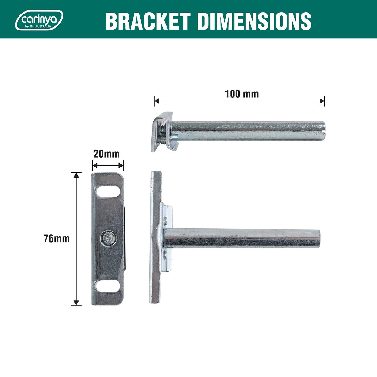 Carinya 100 x 76mm Zinc Plated Steel Hidden Floating Shelf Bracket