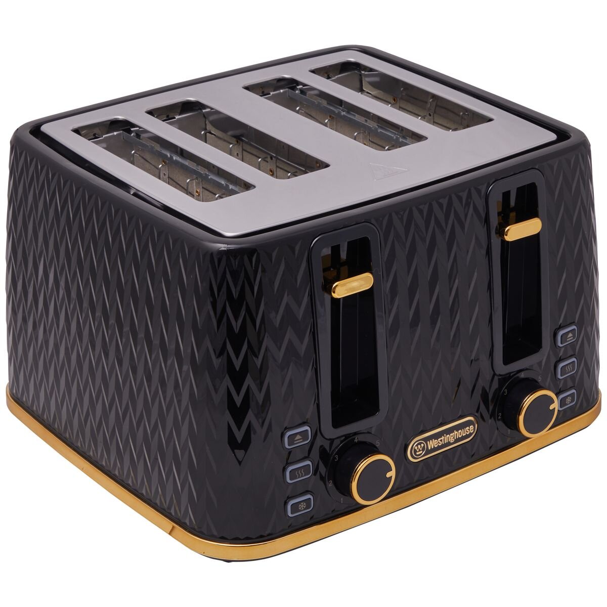 Westinghouse Kettle and Toaster Pack - 1.7L Kettle - 4 Slice Toaster - Black with Gold Trim - WHKTPK13KG