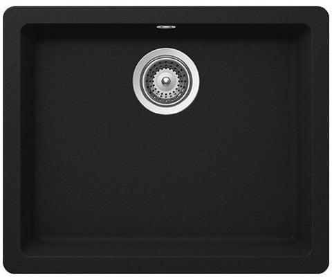 Abey Schock Quadro Large Single Bowl Sink - Onyx Black Cristalite Plus - Top or Undermount - QN-100B