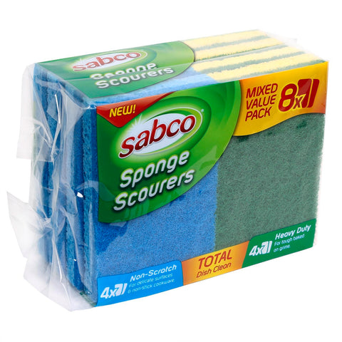 Sabco Cellulose Sponge Scourers - Mixed Value 8 Pack