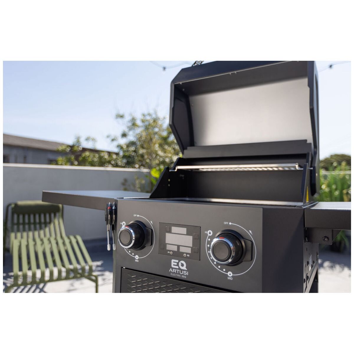Artusi 2 Burner Electric Freestanding BBQ - Matte Black - Dual Cooking Zones - Two Meat Probes - ATBBQ2ET