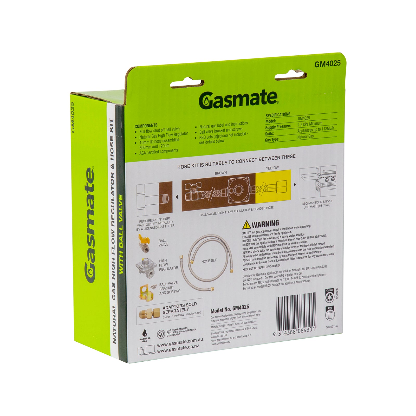 Gasmate Natural Gas High Flow Regulator and Hose Conversion Kit