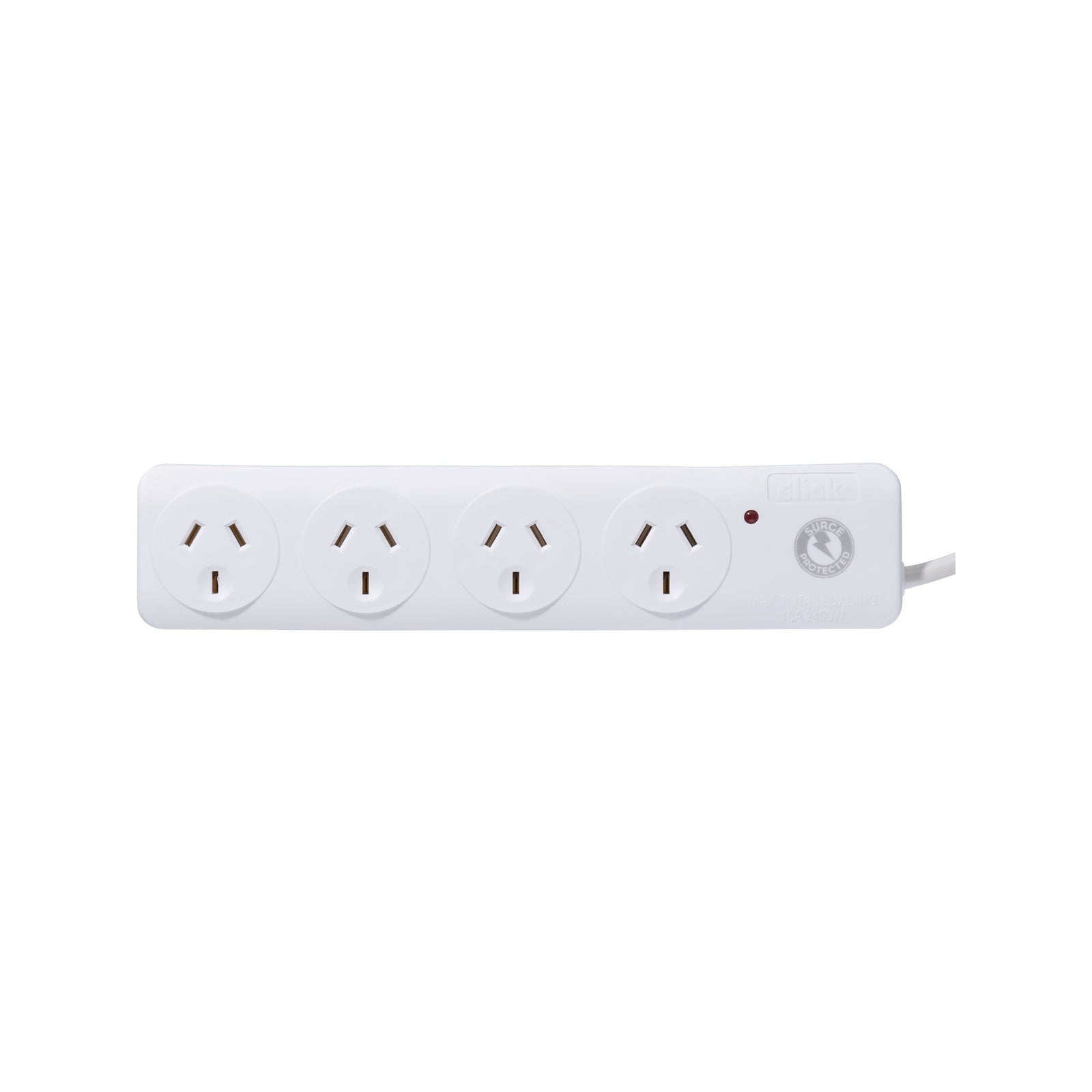 Click White 4 Outlet Surge Protection Powerboard - SuperSaverAU - view 1