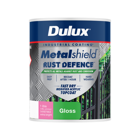 Dulux Metalshield Rust Defence Gloss 1L Extra Bright Base