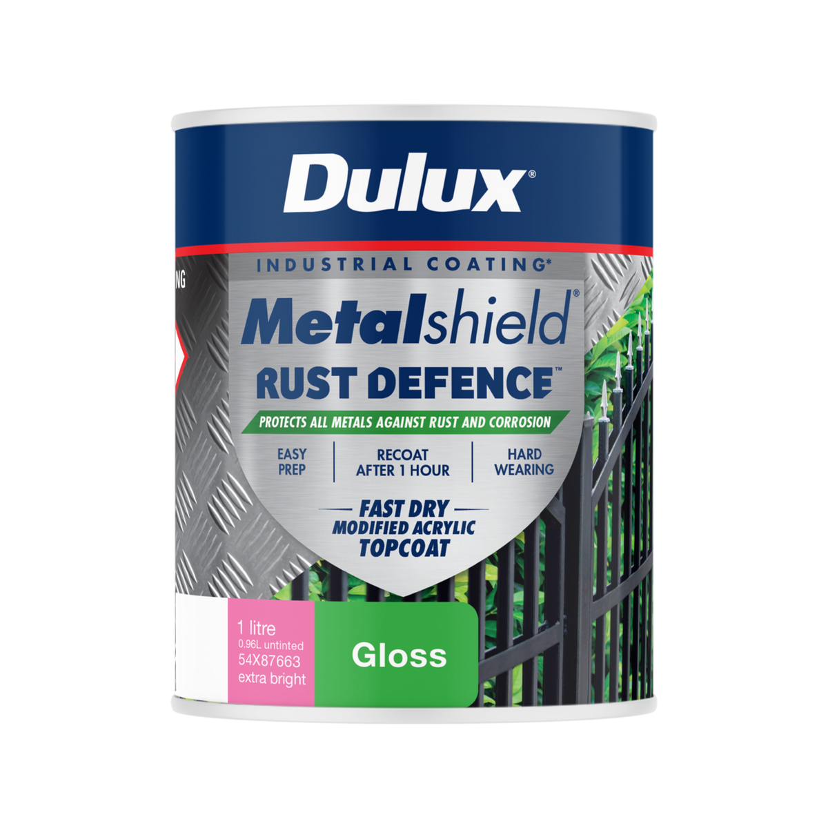 Dulux Metalshield Rust Defence Gloss 1L Extra Bright Base