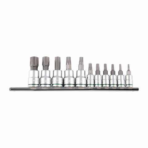 Kincrome 11 Piece 1/4" & 3/8" Drive TORX Socket Set, Chrome Vanadium with Clip Rail