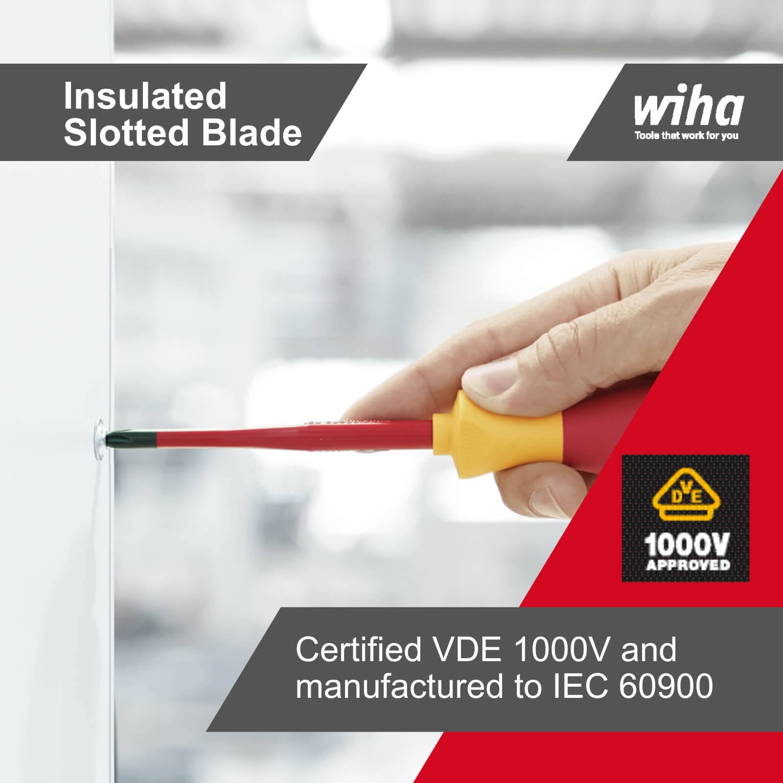 Wiha 2.5 x 75mm Insulated Flat Slotted Screwdriver VDE 1000V SoftFinish