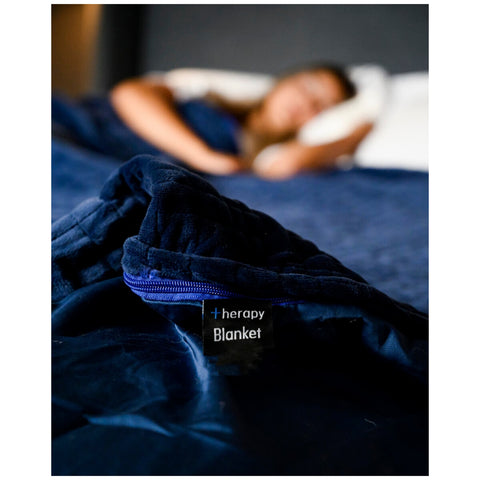 Therapy 14kg Super King Weighted Blanket, Calming Blue, Bamboo & Micro Plush Cover - SuperSaverAU - view 1