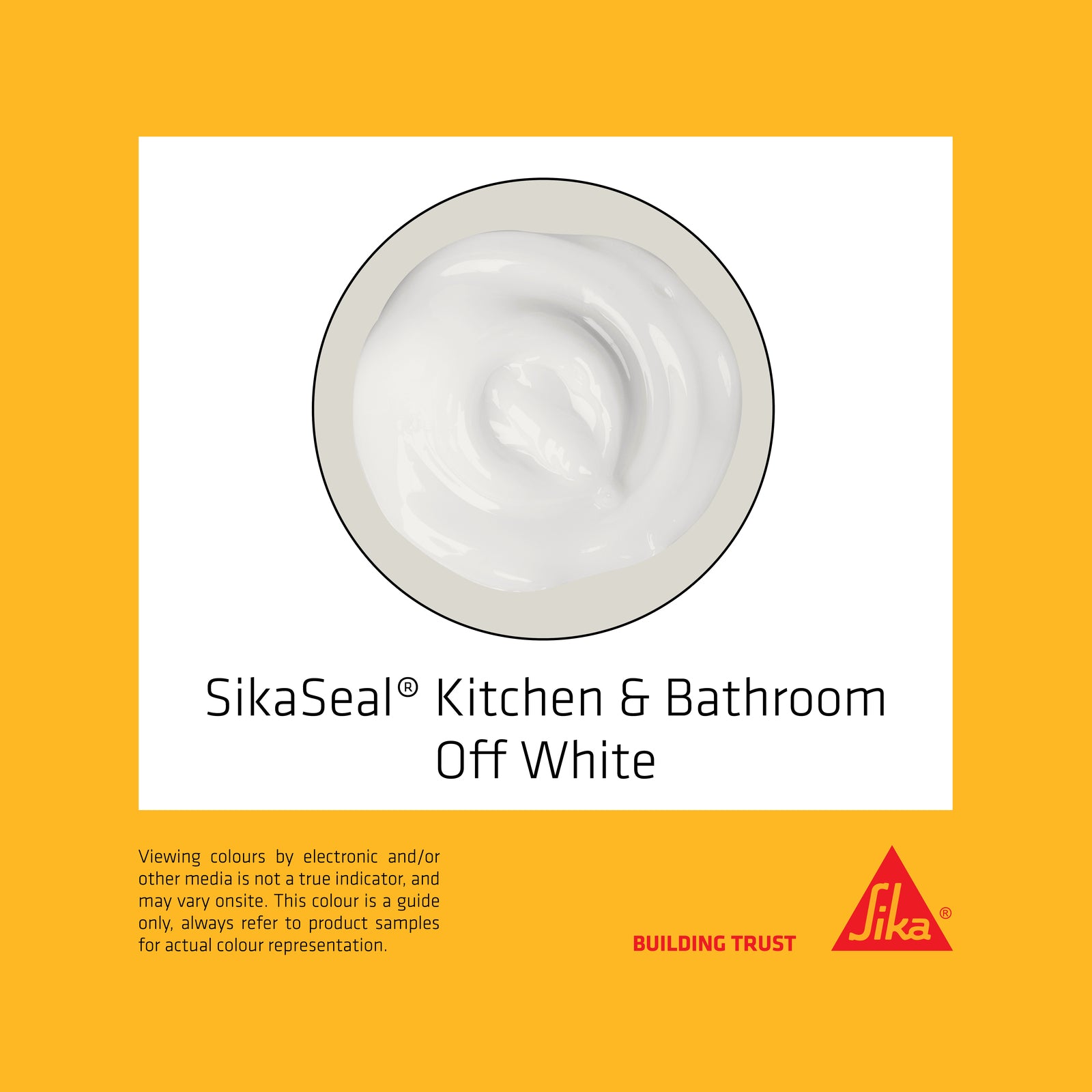 Sika 300ml SikaSeal Kitchen & Bathroom Silicone Sealant, Off White, UV & Shrink Resistant