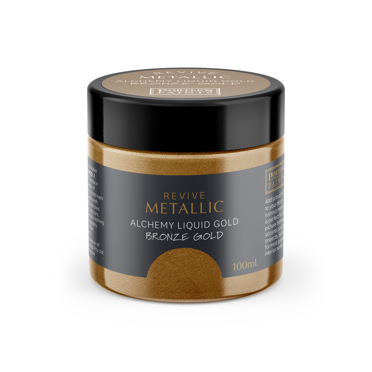Porter S Paints 100ml Metallic Bronze Gold Furniture Paint - Mini Pot - Water-Based - Low Odour - SuperSaverAU - view 1