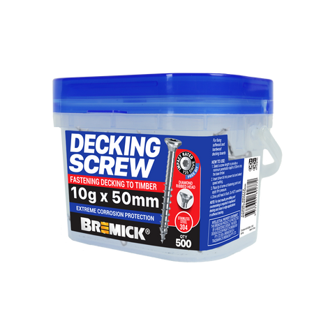 Bremick 10g x 50mm 304 Stainless Steel Spiral Rib T25 Decking Screw - 500 Pack