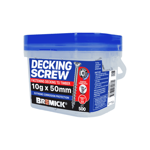 Bremick 10g x 50mm 304 Stainless Steel Spiral Rib T25 Decking Screw - 500 Pack