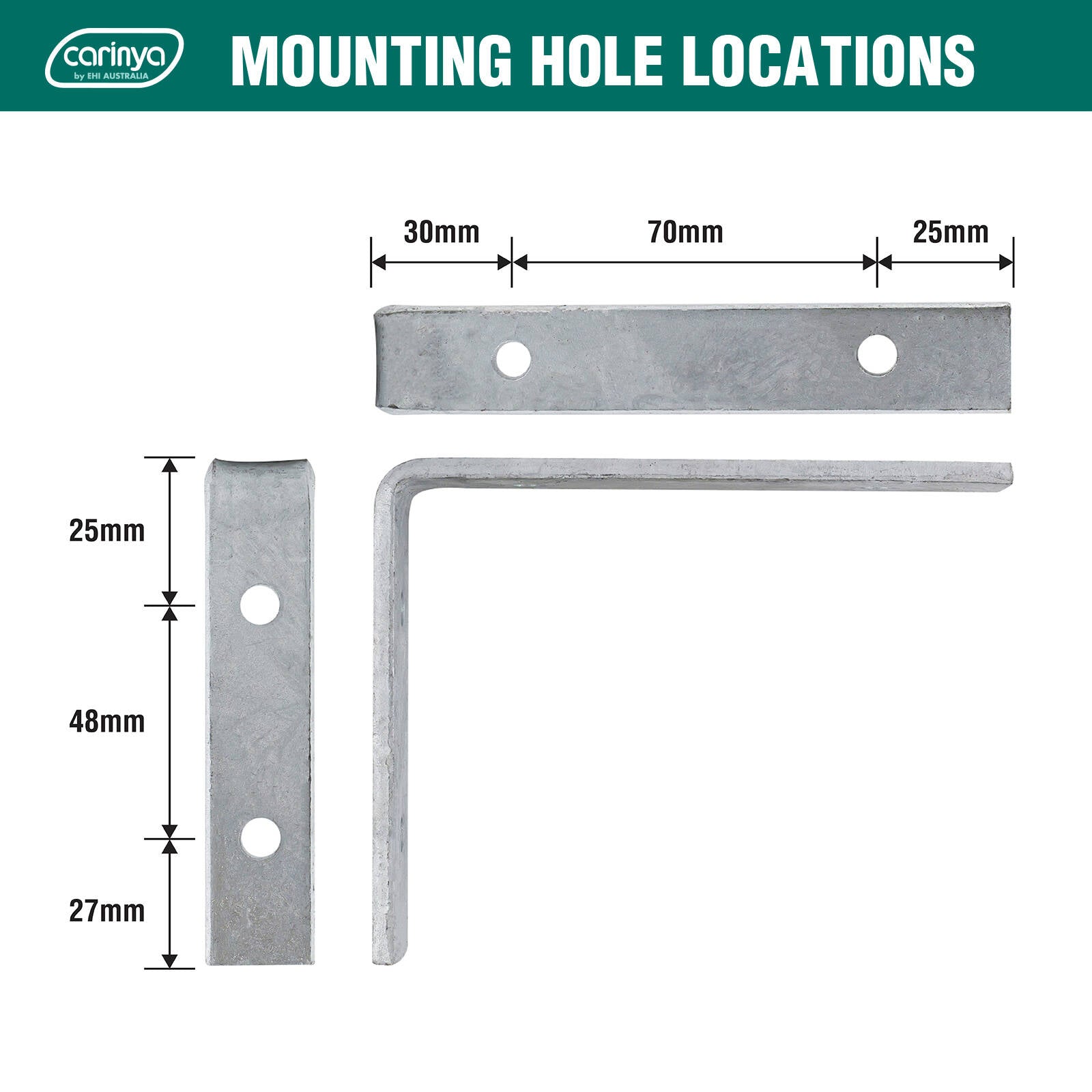 Carinya 125 x 100mm Heavy Duty Galvanised Steel Angle Bracket Indoor Outdoor
