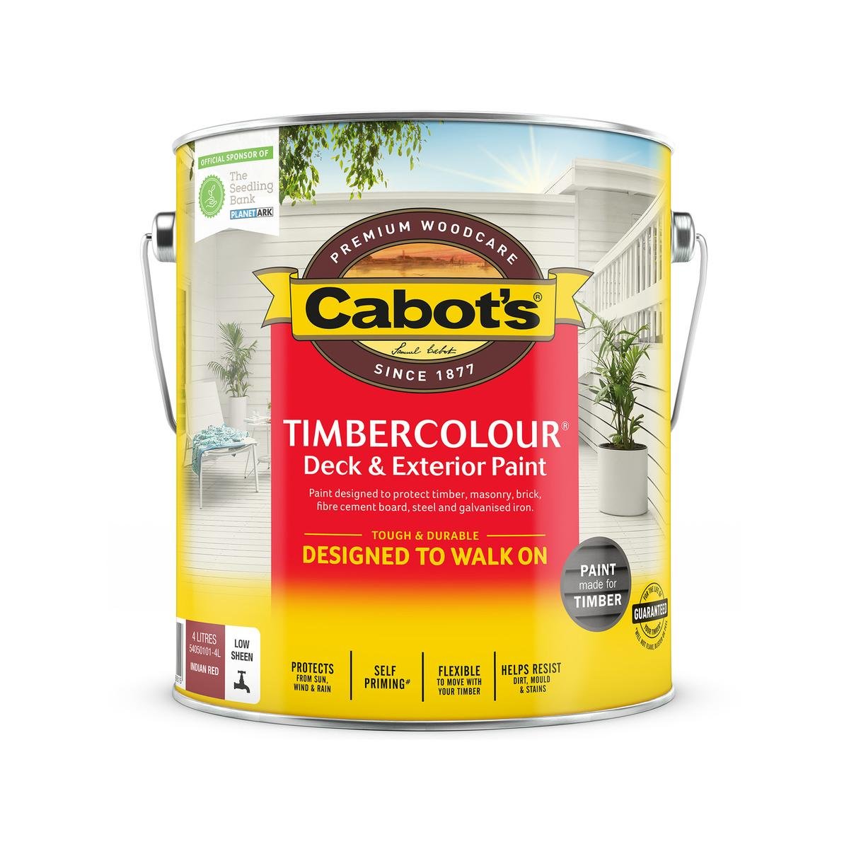 Cabot S Timbercolour Deck and Exterior Paint - 4L - Indian Red - Water Based - UV Protection - SuperSaverAU - view 1