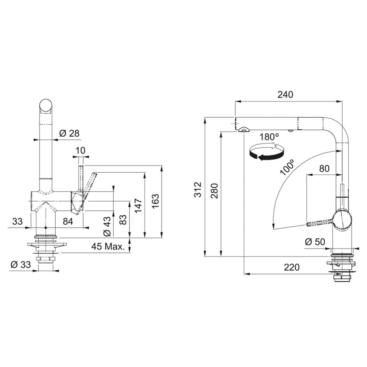 Franke Pull-Out Spray Mixer Tap - Matte White Finish - 180° Swivel Spout - Eco Function - TA7741MW
