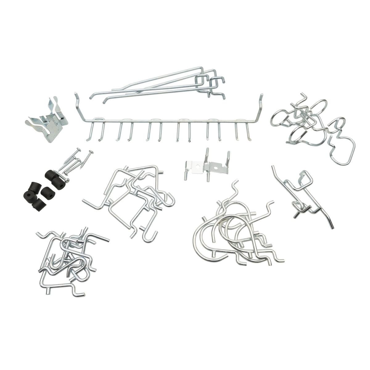 Zenith Zinc Plated Steel Assorted Pegboard Hooks Kit, 47 Pack