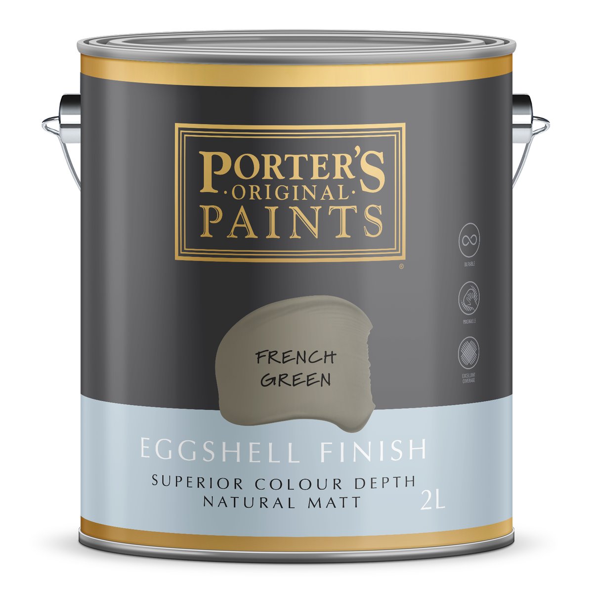 Porter's 2L French Green Eggshell Washable Interior & Exterior Paint