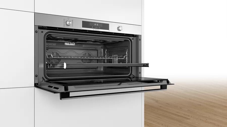Bosch 90cm Series 6 Pyrolytic Built-In Oven - 85L Stainless Steel - Hot Air and Rapid Heat-Up - VBC578FS0
